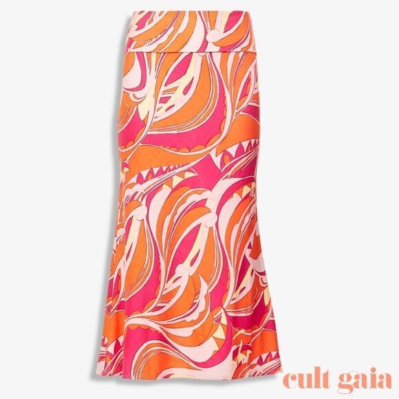 CULT GAIA **NWT** Laith Midi Skirt in Persian Paisley Rose - Fuchsia - Picture 5 of 14